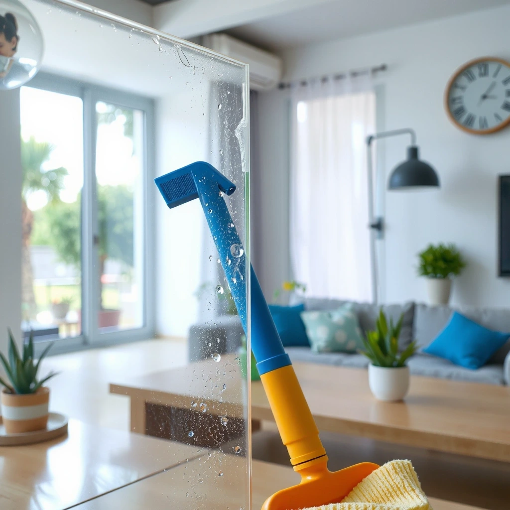 Sparkling clean glass surface macro shot